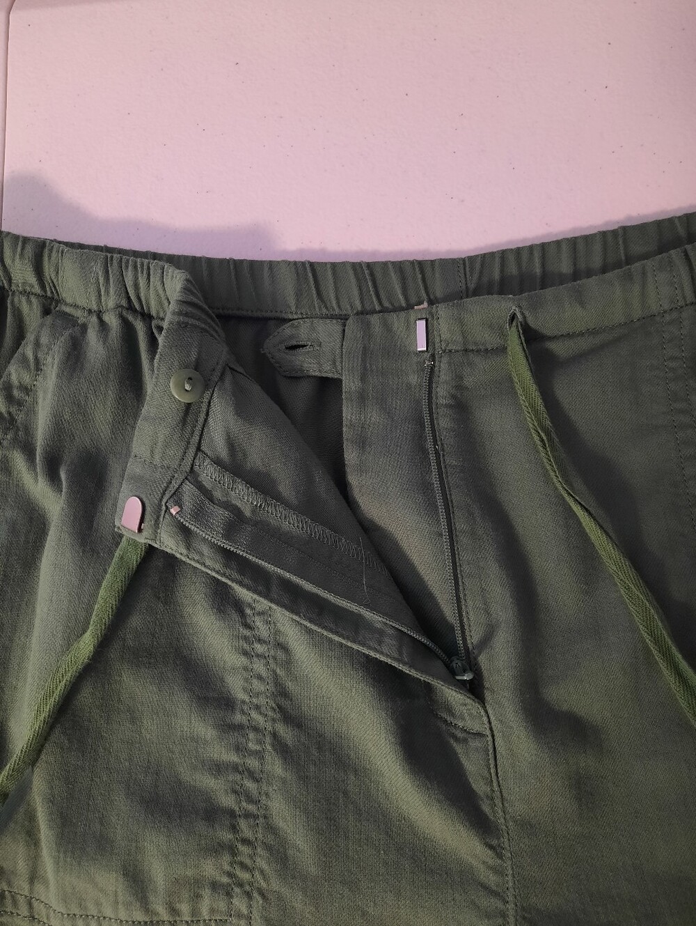 Eileen Fisher Nori Green Organic Cotton High Rise Relaxed Slim Leg Pants Large - Picture 6 of 15